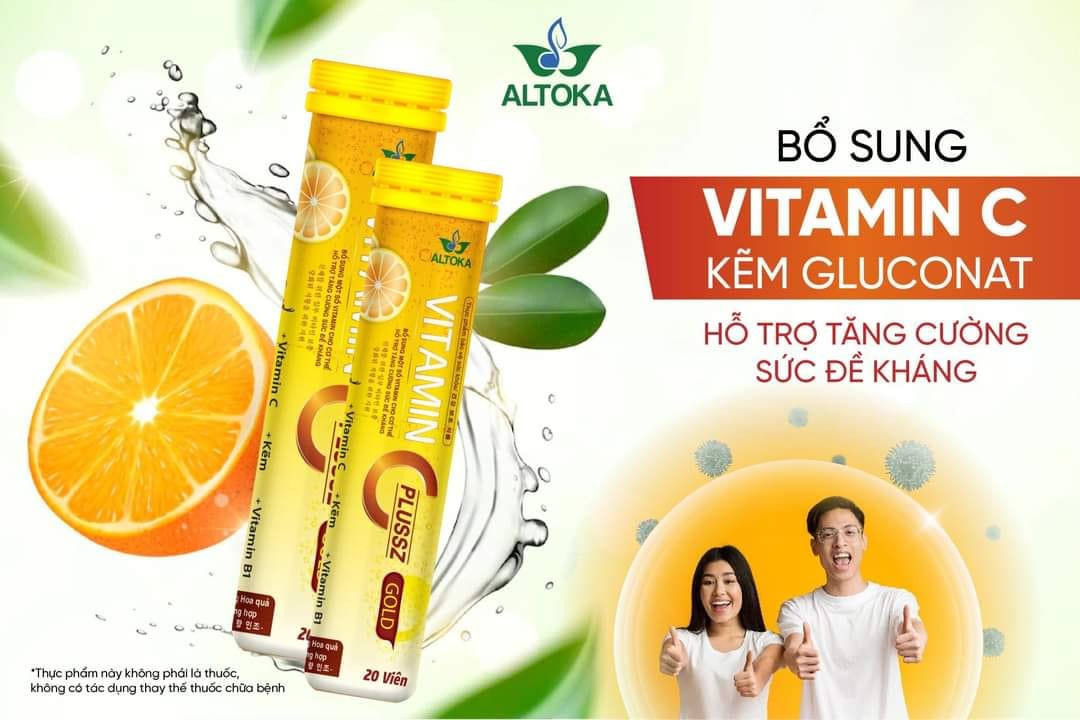 Viên sủi Vitamin C Plussz gold - Chiết xuất Đông trùng, bổ sung vitamin